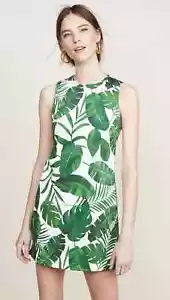 NWOT Alice + Olivia Coley Crew Tropical Palm Leaf Mini Shift Dress 4 2 - Picture 1 of 8