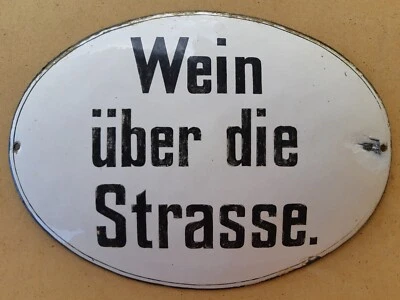 Ancienne plaque émaillée VIN de l'AUTRE CÔTÉ de la RUE enseigne ÉPICERIE ALSACE - Photo 1/4
