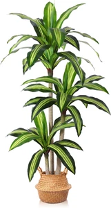 Artificial Plants, 5 Ft Dracaena Tree Faux Plants Indoor Outdoor Decor Fake Tree - Picture 1 of 7