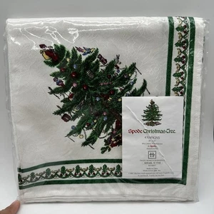 Spode Christmas Tree Servietten Set (4) weißer Hintergrund Baumwollmischung 20" x 20 NEU - Bild 1 von 4