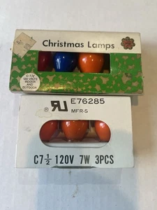 7 Vintage Weihnachtslampen rot, blau, grün, orange C 7 1/2 120 V neu im Karton. - Bild 1 von 2