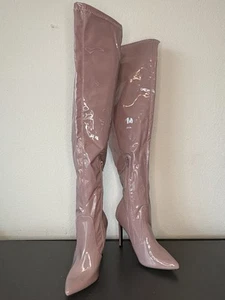 Wild Diva Pink Latex Thigh High Boots 6.5 | Sexy Clubwear Cosplay Festival - Picture 1 of 11