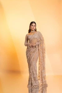 PARTY WEAR SAREE DESIGNER PARTY DRESS INDIAN BOLLYWOOD LEHNGA SARI EID - Picture 1 of 8