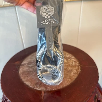 Vince Camuto Woman’s Black W/ Silver Circles Belt Size SML New with Tags Sealed - Image 1 of 4