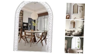 36x24 Inch Farmhouse Arched Wall Mirror Wooden, Modern Decorative Arch Mirrors - Picture 1 of 7