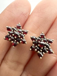 Viktorianische böhmische Granat Cluster Ohrstecker 830S - Bild 1 von 6
