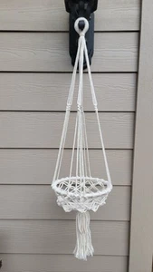 Macrame Hanging Plant Holder Fits 7" Pot White With Tassel Boho - Picture 1 of 6