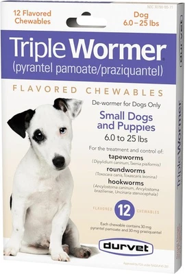 DURVET 12-Pack Triple Wormer Tablets for Puppies and Small Dogs  - Image 1 of 4