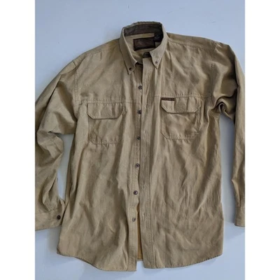 Clearwater Outfitters Mens Tan Long Sleeve Button Down Shirt Size M Faux Leather - Image 1 of 4