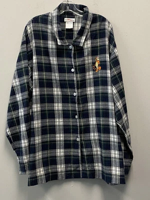 Disney Store Tigger Blue Plaid Flannel Pajama Top Sleep Shirt—L/XL Women’s - Image 1 of 4