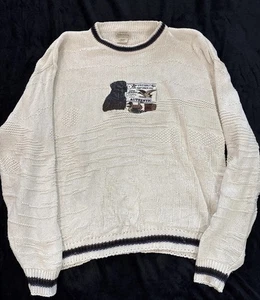 Vintage St John's Bay bestickt Ente Jagd Labor Hund 3D Grobstrick Pullover XXL - Bild 1 von 4