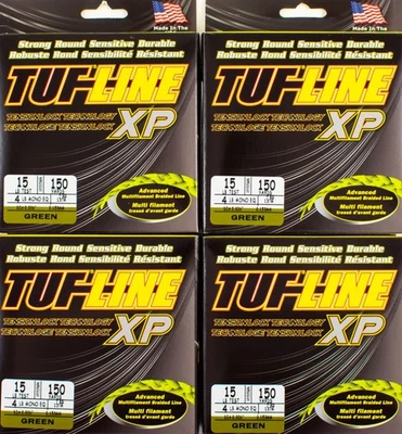 (LOT OF 4) TUF-LINE XP MULTIFILAMENT BRAIDED LINE 15LB 150YD GREEN D6251 - Image 1 of 2