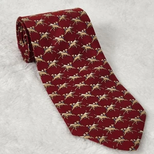 Brooks Brothers Basics Tie With Dogs Burgundy/Red Gold Blue All Silk Made in USA - Picture 1 of 8