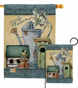 Welcome Spring Garden Flag Primitive Country Living Decorative Yard House Banner - Picture 1 of 17