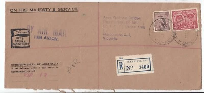 WWII Australia Military Cover with RAAF Base 8505 Cancel & Registered label 1945 - Image 1 of 2
