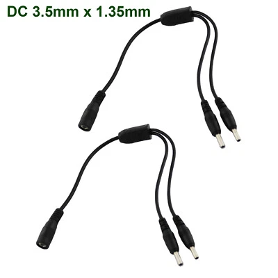 10pcs 3.5mm x 1.35mm Female to 2 Dual Male DC Power Splitter Adapter Cable CCTV - Image 1 of 4