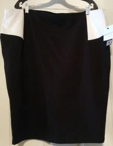 Liz Claiborne Riviera Francesa Negro Blanco Bloque de Color Mujeres Falda Elástica 1XL NUEVO - Imagen 1 de 3