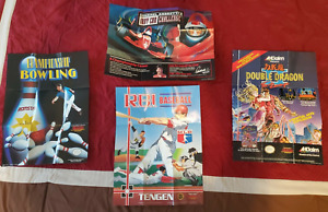 Nintendo NES Games Rare Poster Lot of 7 Double Dragon II 2 Rad Racer NARC RBI