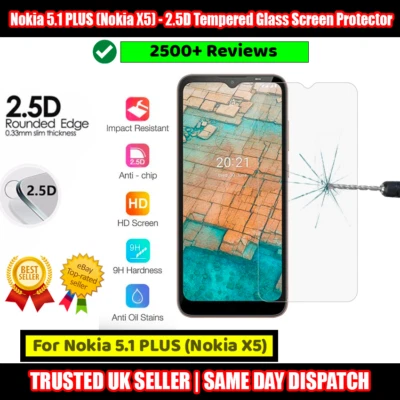 Nokia 5.1 PLUS (Nokia X5) - 2.5D Tempered Glass Protector Protective and Durable - Image 1 of 4
