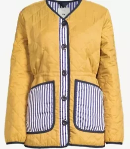Free Assembly Womens Quilted Cinched Waist Liner Jacket Size L Nautical Spring - Picture 1 of 13