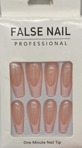 False Nails Professional Long One-Minute Nail Tips New in Box pink French - Picture 1 of 2