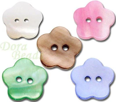 6 Perlmuttknöpfe Blume zwei Löcher 18 mm - Dicke 2 mm - Loch 1,5mm K11 * - Bild 1 von 2