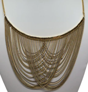 BCBGMAXAZRIA Women's Draped Multi Chain Statement Necklace Gold & Silver Tone - Picture 1 of 3