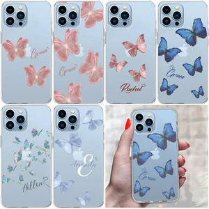 Butterfly Personalised Case Clear Phone Cover For iPhone 16 Pro Max 15 14 13 16e - Picture 1 of 78