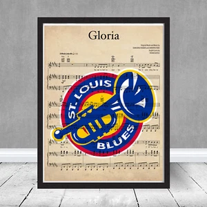 St Louis Blues Play Gloria Logo Sheet Music Stanley Cup Gift Hockey Art Poster - Picture 1 of 3