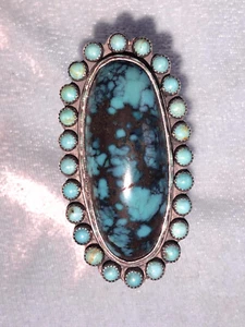 Classic Southwestern Spider Web Turquoise Ring, Sterling, 9-1/2 - Picture 1 of 6