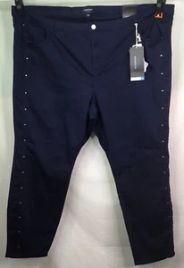 AUTOGRAPH NAVY BLUE “METAL STUD DETAIL LEG” STRETCH JEAN SIZE 24 NEW #28 - Picture 1 of 11