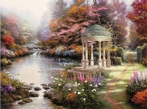"Garden of Prayer," by THOMAS KINKADE 40x30 Premium Artwork - Picture 1 of 6