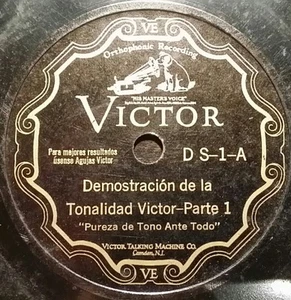 DEMONSTRATION 78 rpm RECORD Victor DEMOSTRACIÓN DE LA TONALIDAD VICTOR Rare - Picture 1 of 2