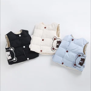 Kids Toddler Baby Boys Girls Down Vest Jacket Sleeveless Warm Waistcoat Bear - Picture 1 of 14