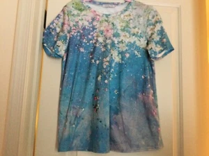 Mislook geblümtes blaues S SL-Top, T-Shirt, Gr. M - Bild 1 von 3