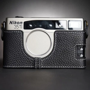 Custodia mezza fotocamera in vera pelle fatta a mano per Nikon 35Ti per Nikon 28Ti - Foto 1 di 12