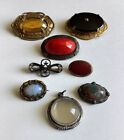 8 Pc Antique Victorian Vintage Jewelry Sash Pin Brooch Pendant Lot Wear & Repair
