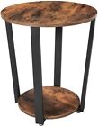Vasagle Side Table Industrial Coffee Table Round Sofa Table With Iron Frame For