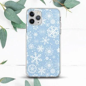 Winter Snowflakes Christmas Blue Case For iPhone X SE 11 12 13 14 15 Pro Max XR - Picture 1 of 1