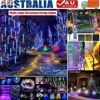 LED Christmas Fairy String Lights Waterfall Icicle Net Lights Meteor Shower Lamp - image 1 of 4