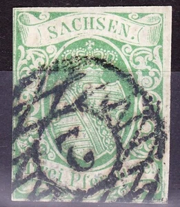 Sachsen Nr. 2 II c gest. Nummernstempel 2 Leipzig, geprüft Rismondo - Bild 1 von 3