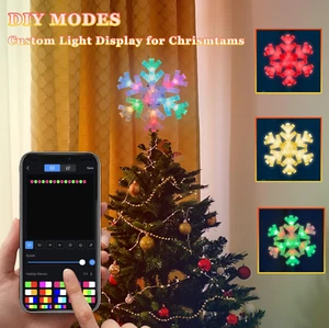 Copo de Nieve Árbol de Navidad Topper 9" Inteligente Bluetooth APP Control Remoto Sincronización de Música - Imagen 1 de 9