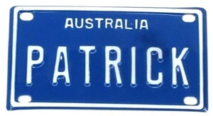 PATRICK NOVELTY NAME MINI TIN AUSTRALIAN LICENSE NUMBER PLATE - Picture 1 of 1