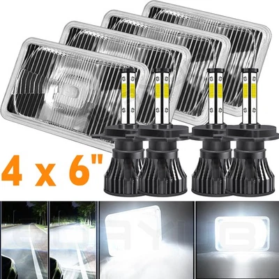 Faros LED rectangulares Hi-Lo 6000K 4x6"" 4 piezas para Oldsmobile Delta 88 1976-86 Foto 1 de 4