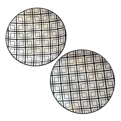 2 platos de postre de ensalada Dover & York negro sobre blanco reemplazo de patrón geométrico Foto 1 de 3