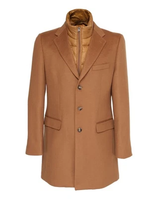 NWT EZZELINO OVERCOAT camel cashmere wool 3 button luxury Italy 58 3XL - Image 1 of 4