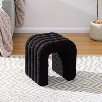 Pouf Poggiapiedi - Pouf Sgabello Camera da Letto Salotto Ingresso - Pile Nero - Immagine 1 di 4