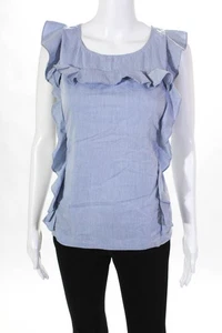 Paper Crown Womens El Camino Ruffle Sleeveless Top Blue Size Medium 10631546 - Picture 1 of 6