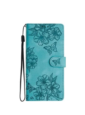 Flower Butterfly Flip Wallet Phone Case For Samsung Galaxy S24 5G Green Floral - Image 1 of 3