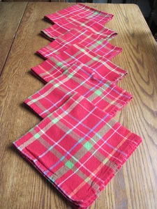 Juego de 6 servilletas a cuadros 100 % algodón rojo verde azul naranja - Imagen 1 de 7